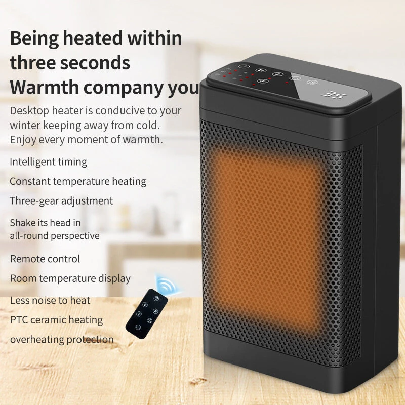 (image for) 1500W Remote Control Space Heater 3 Gear PTC Ceramic Heating Long-Range Remote Adjustable Thermostat Compact Electric Heater for Home Office